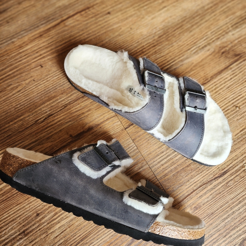 Size 43 - 🆕️ BIRKENSTOCK ARIZONA Men'sì SHEARLING/IRON - Picture 13 of 15